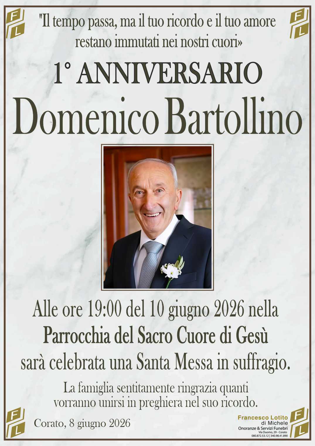 1° anniversario Domenico BARTOLLINO