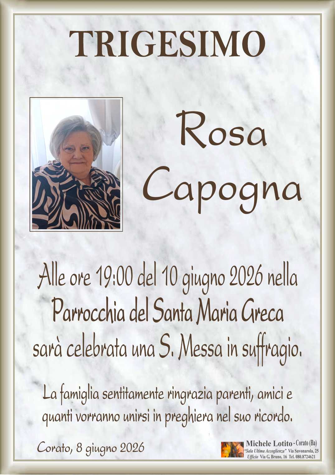 Trigesimo ROSA CAPOGNA