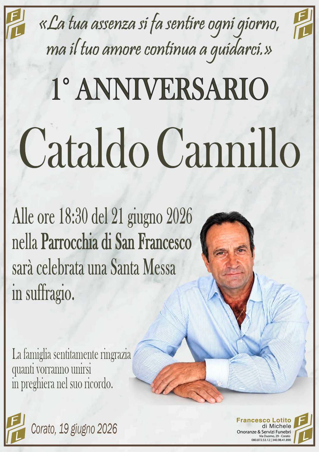 1° anniversario Cataldo CANNILLO