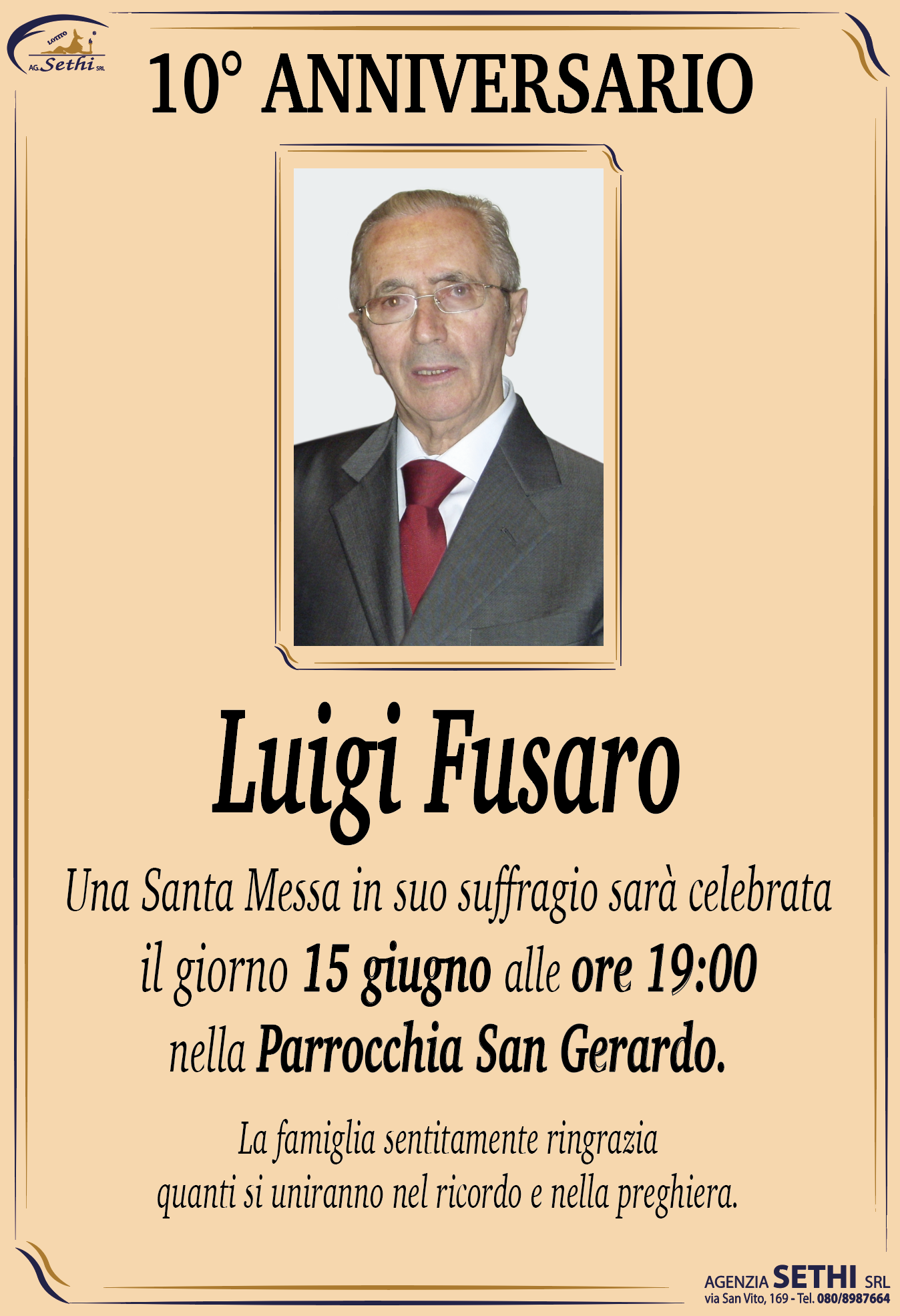 10° anniversario Luigi Fusaro fu Michele