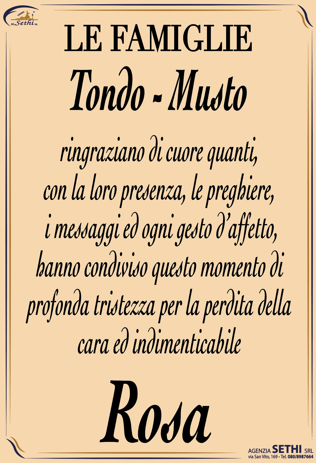 Ringraziamento Rosa Musto in Tondo