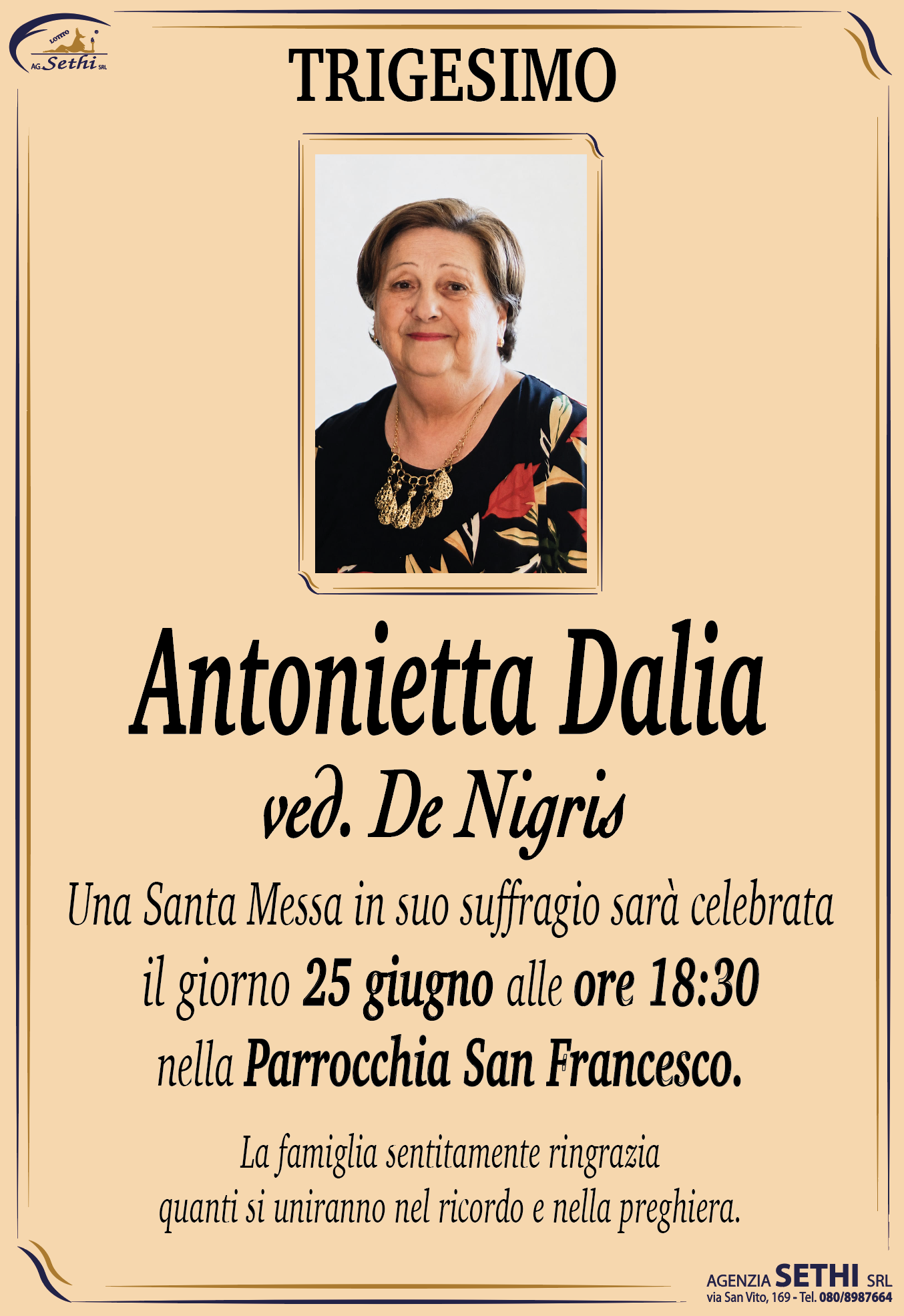 Trigesimo Antonietta Dalia ved. De Nigris