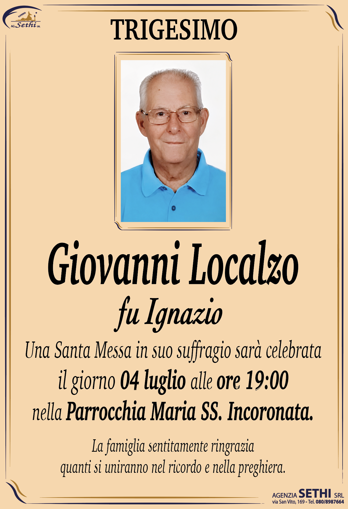 Trigesimo Giovanni Localzo fu Ignazio (calzolaio)