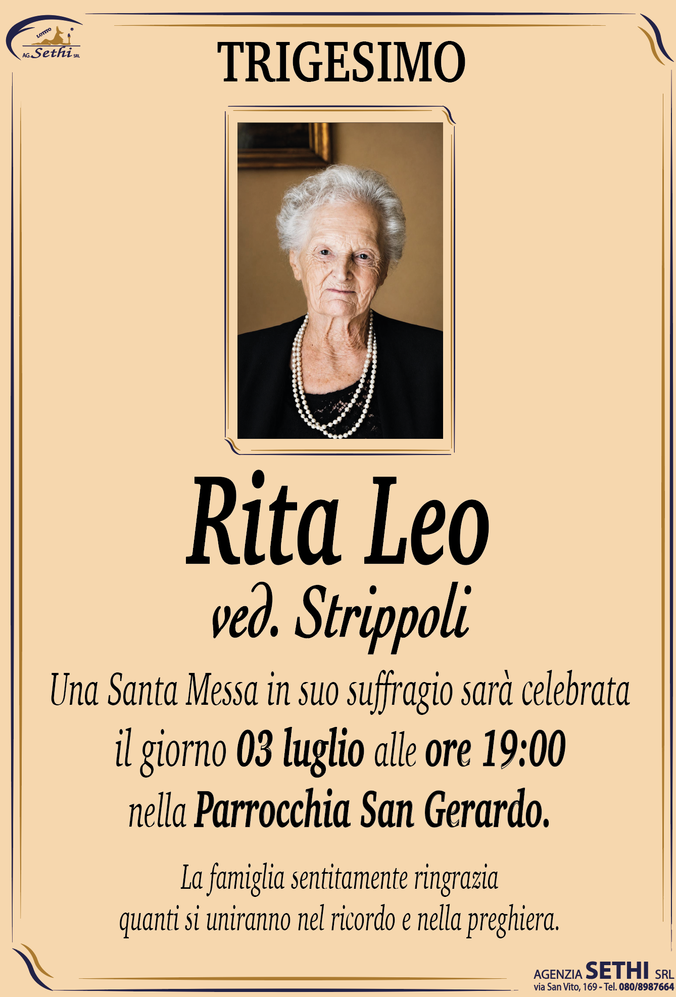 Trigesimo Rita Leo ved. Strippoli