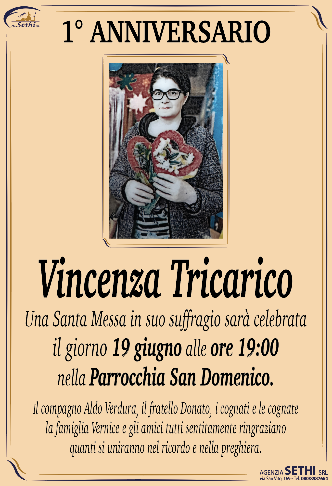 1° anniversario Vincenza Tricarico