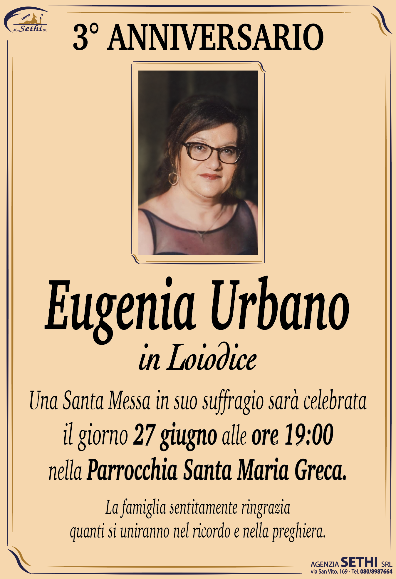 3° anniversario Eugenia Urbano in Loiodice