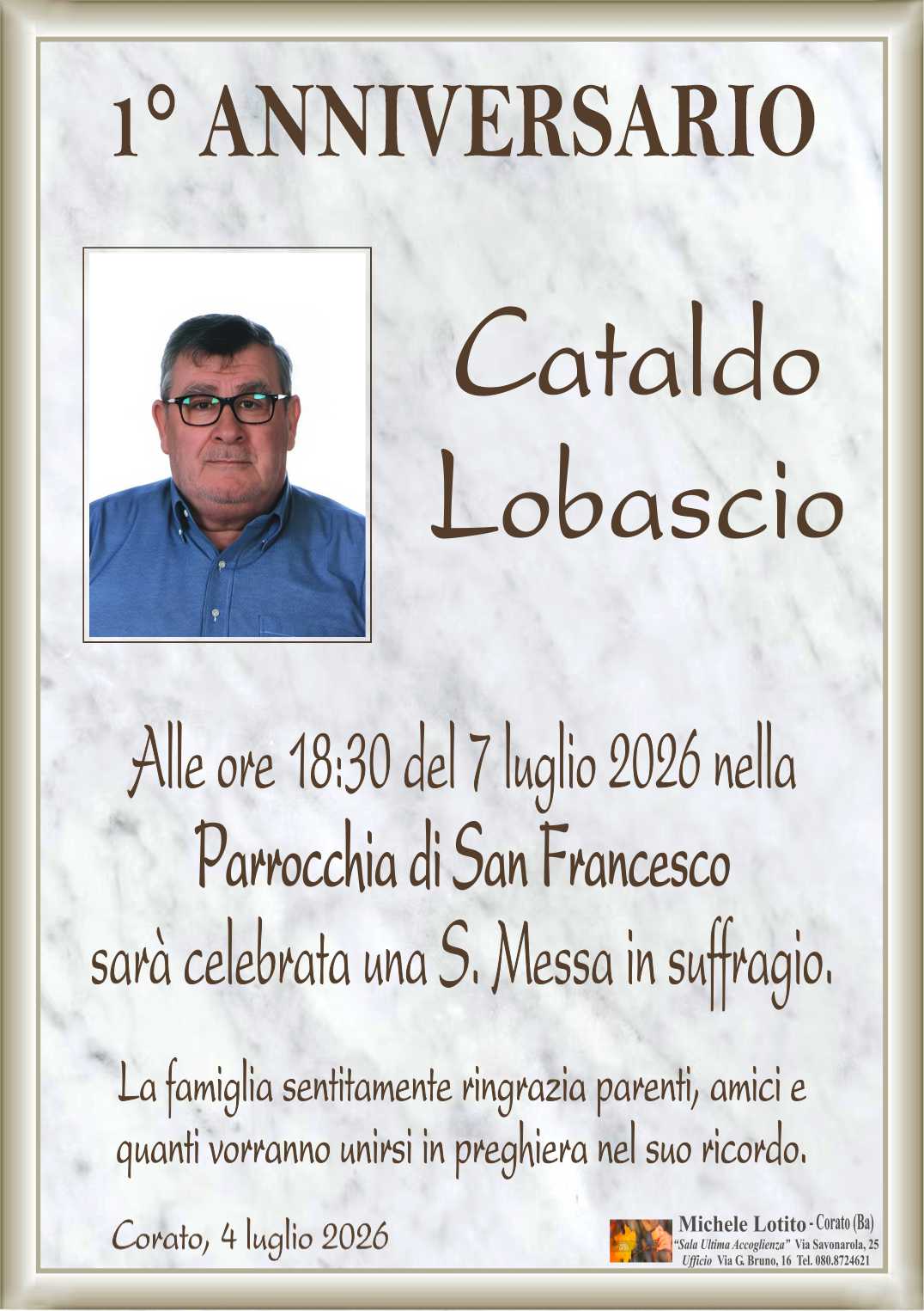 1° anniversario CATALDO LOBASCIO