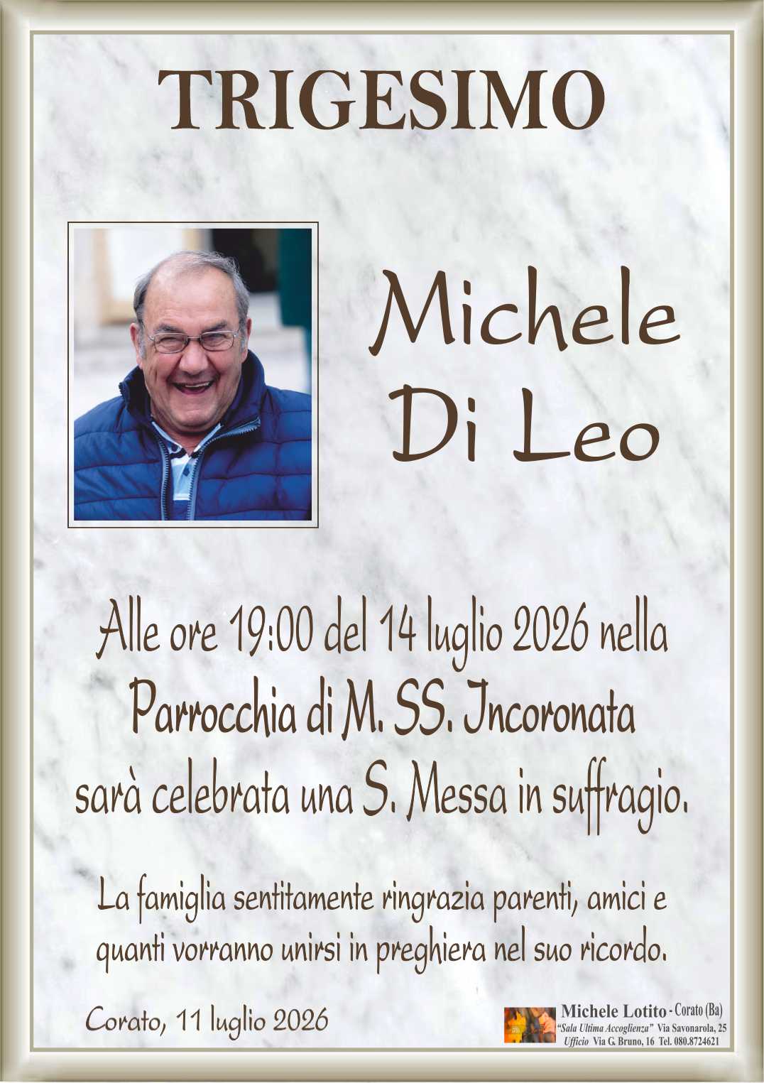 Trigesimo MICHELE DI LEO