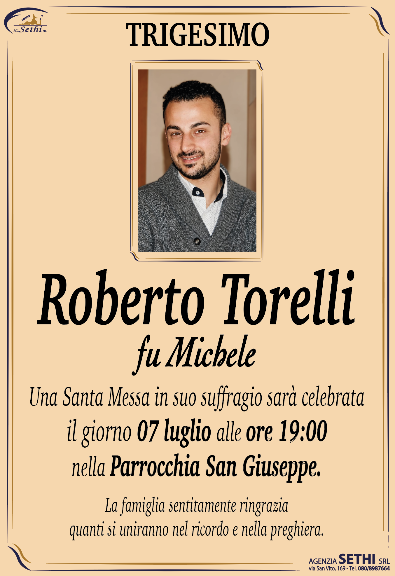 Trigesimo Roberto Torelli fu Michele (ex cameriere)
