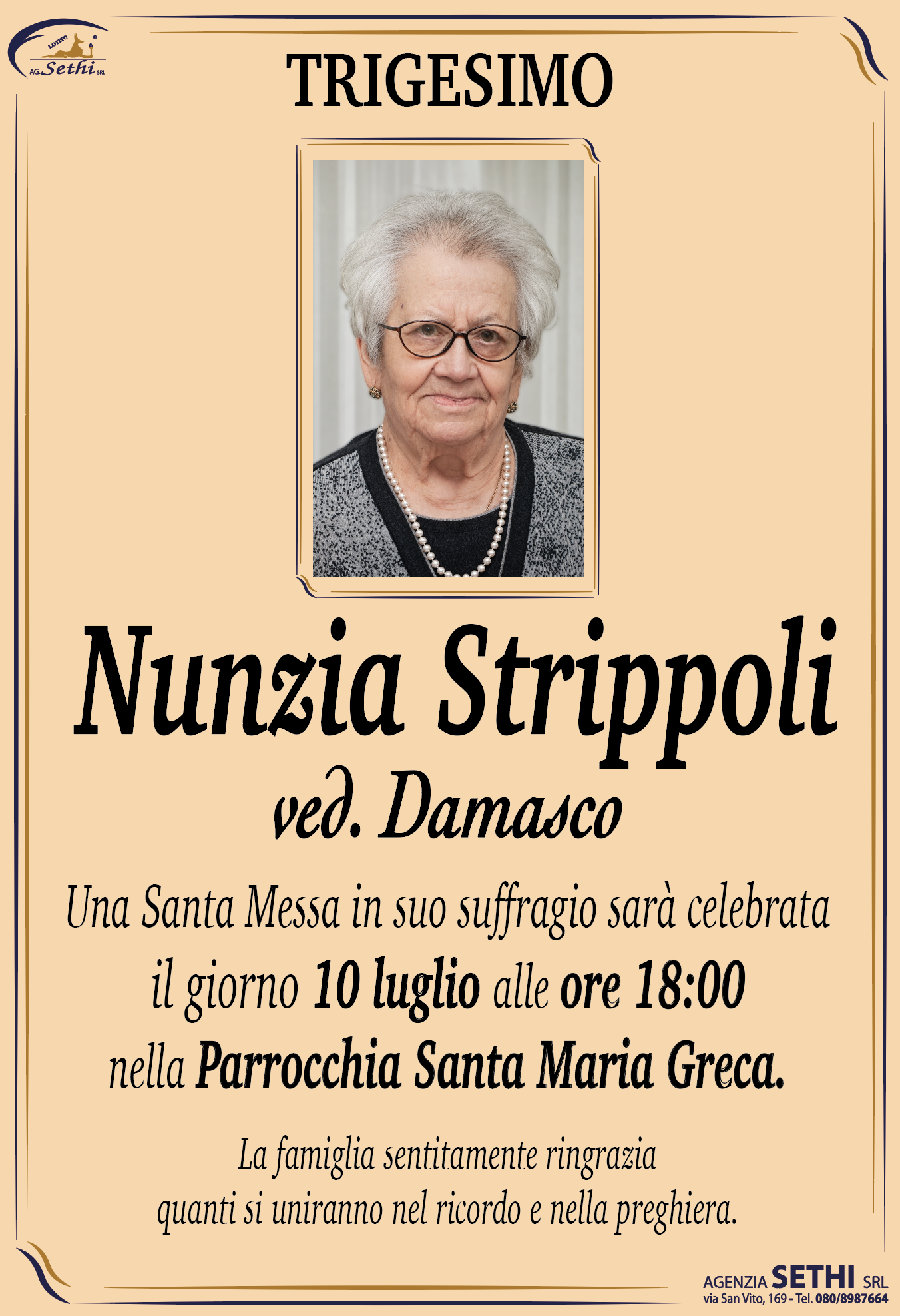 Trigesimo Nunzia Strippoli ved. Damasco