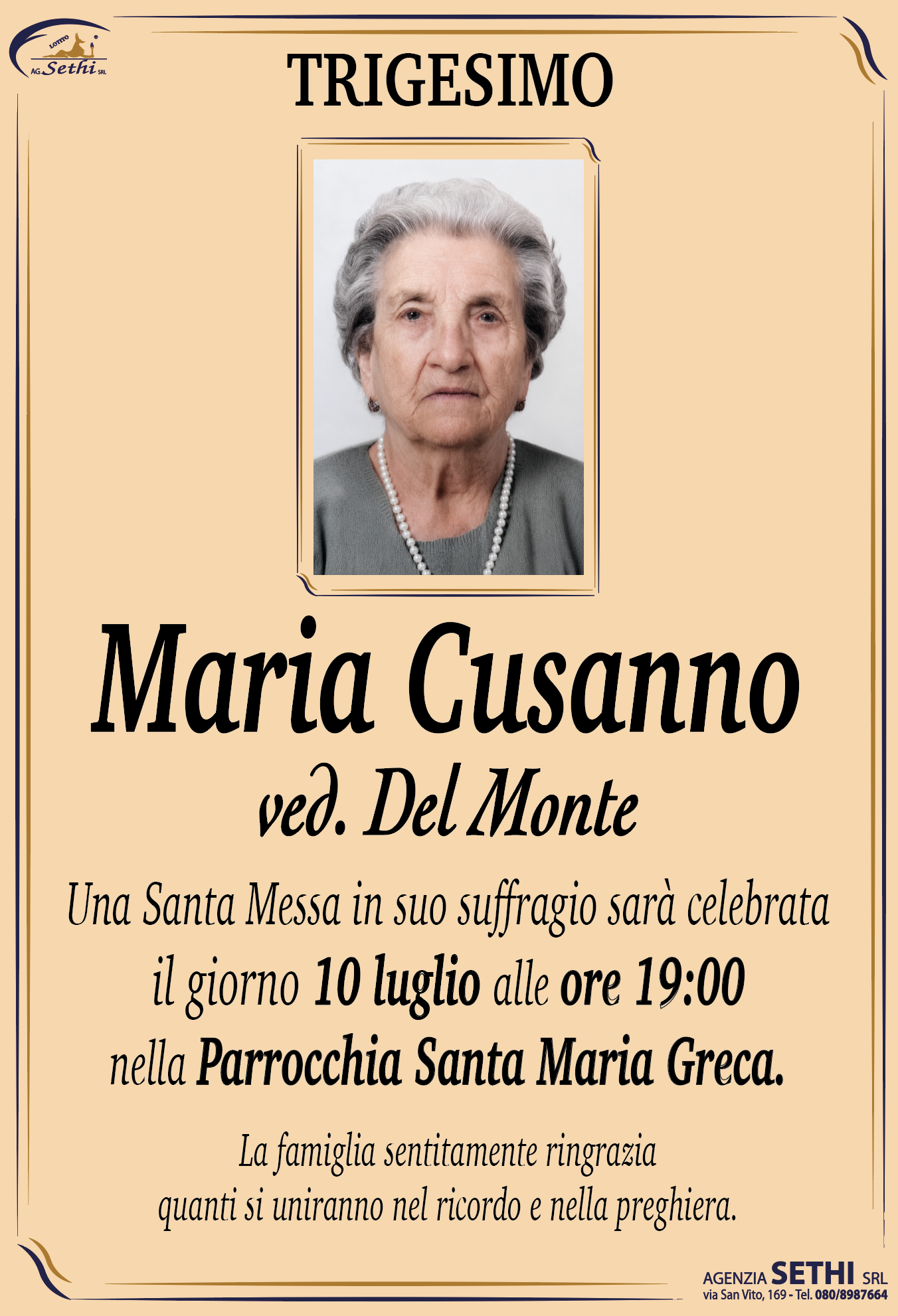 Trigesimo Maria Cusanno ved. Del Monte