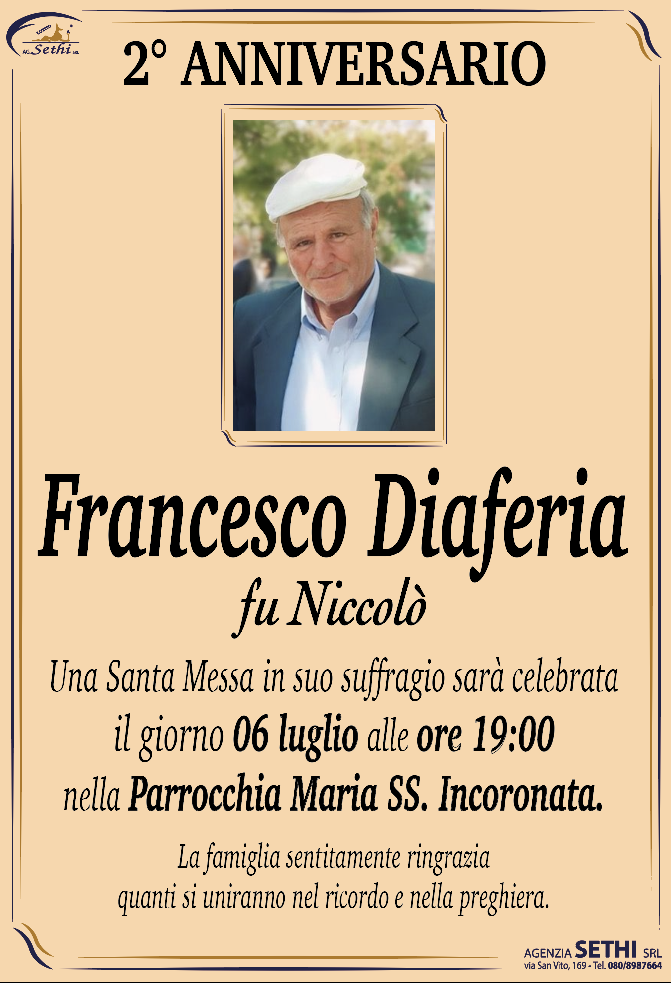 2° anniversario Francesco Diaferia fu Niccolò