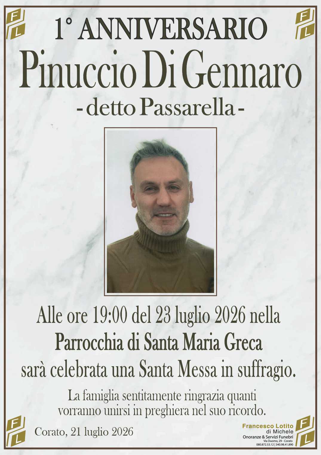 1° anniversario Pinuccio DI GENNARO – detto Passarella –