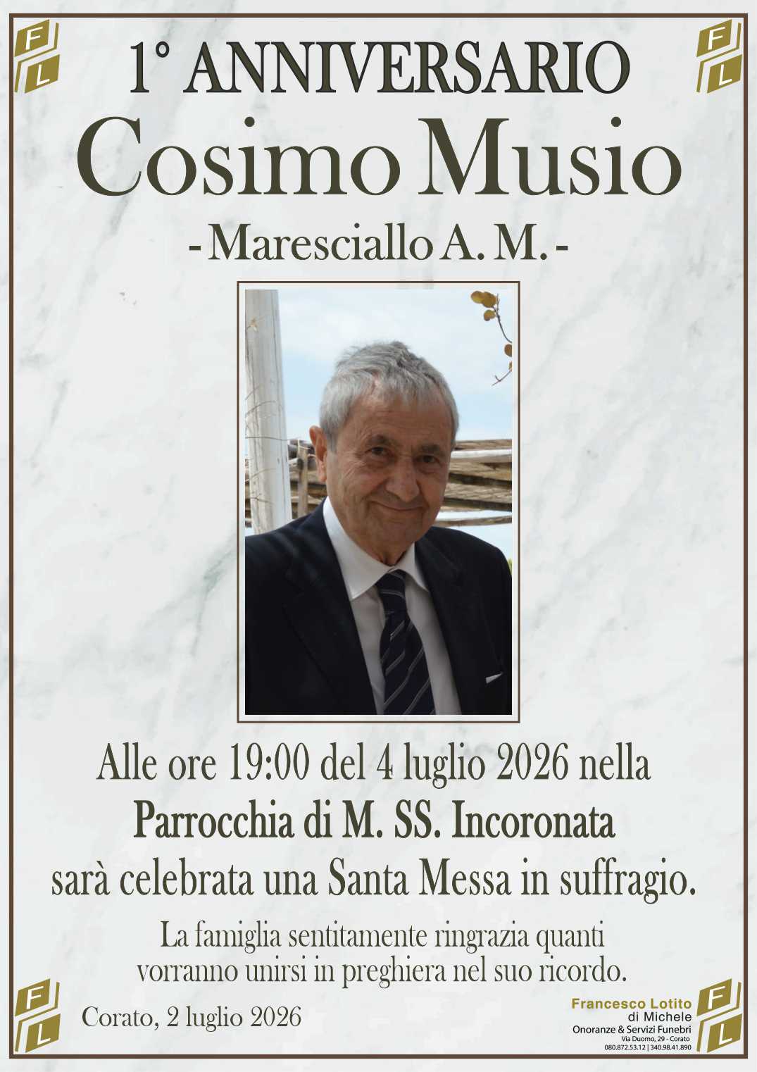 1° anniversario Cosimo MUSIO