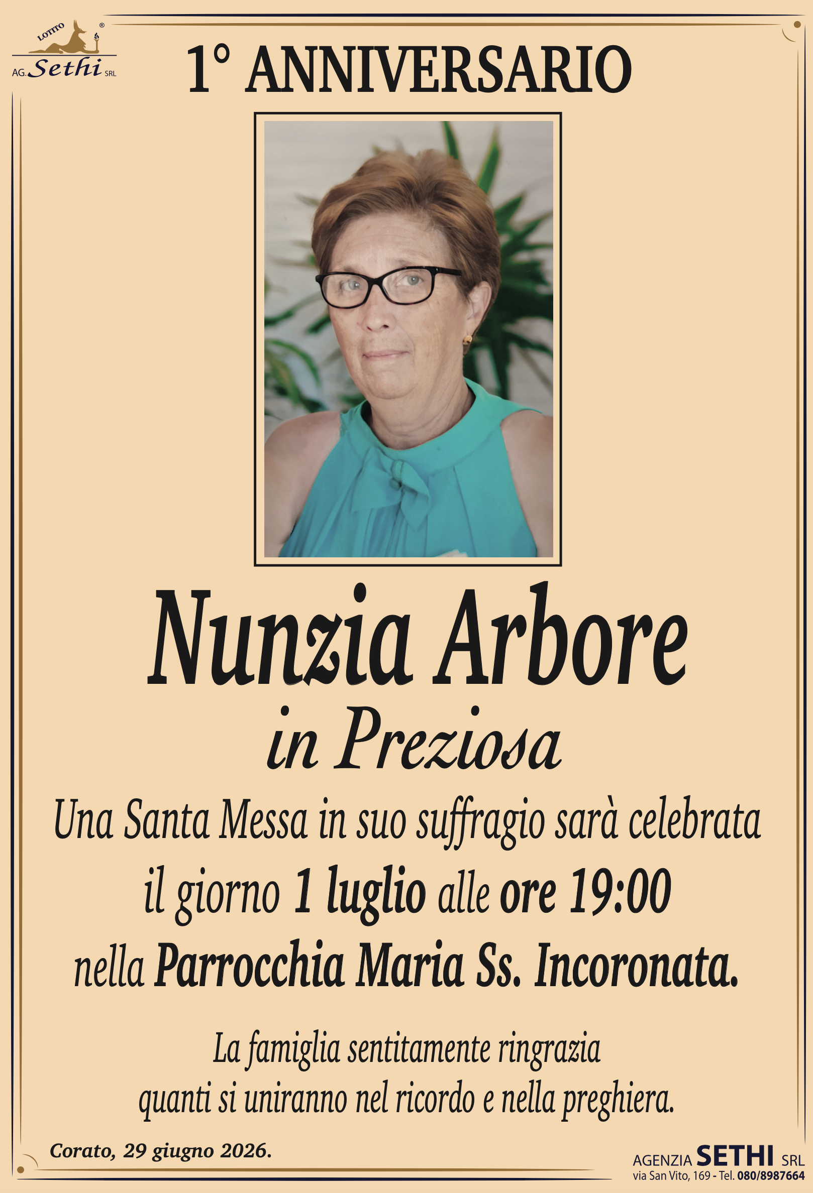 5° anniversario Nunzia Arbore in Preziosa