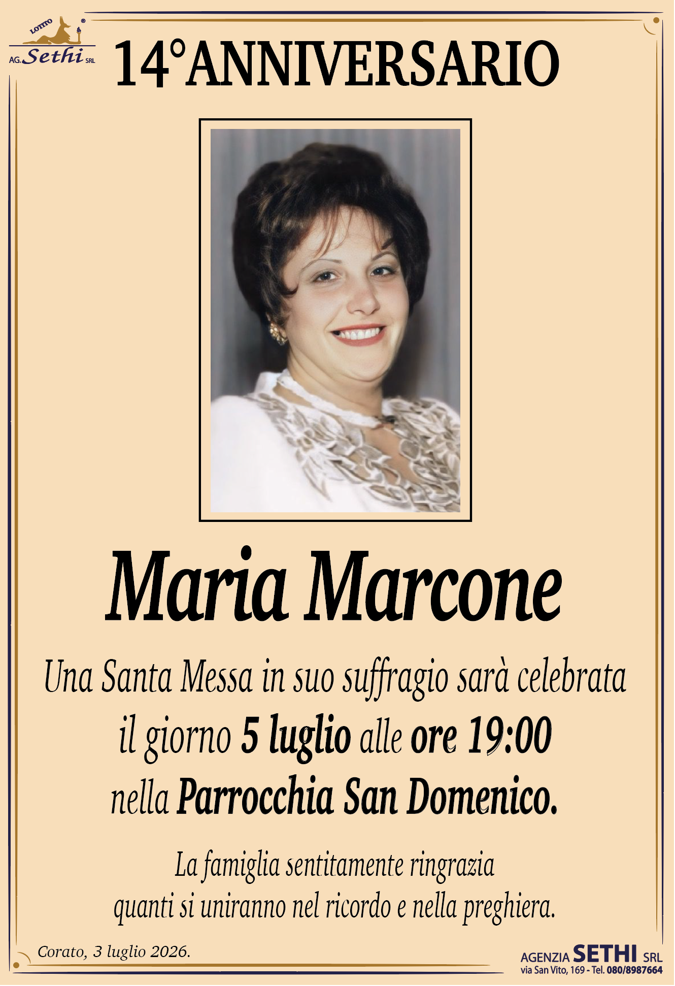 14° anniversario Maria Marcone