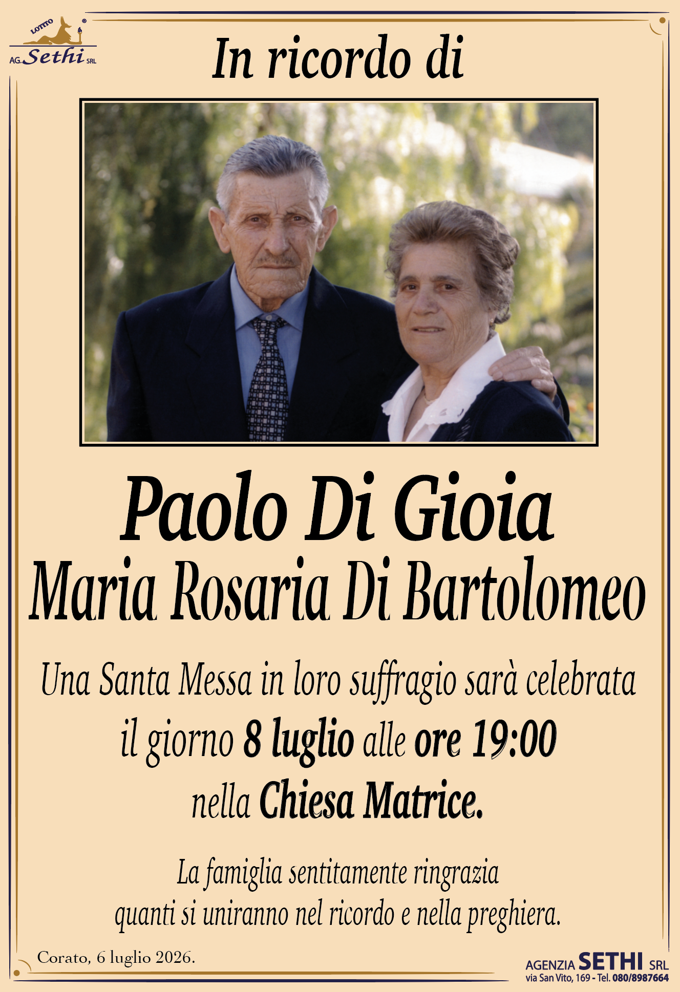 Commemorazione Maria Rosaria Di Bartolomeo ved. Di Gioia
