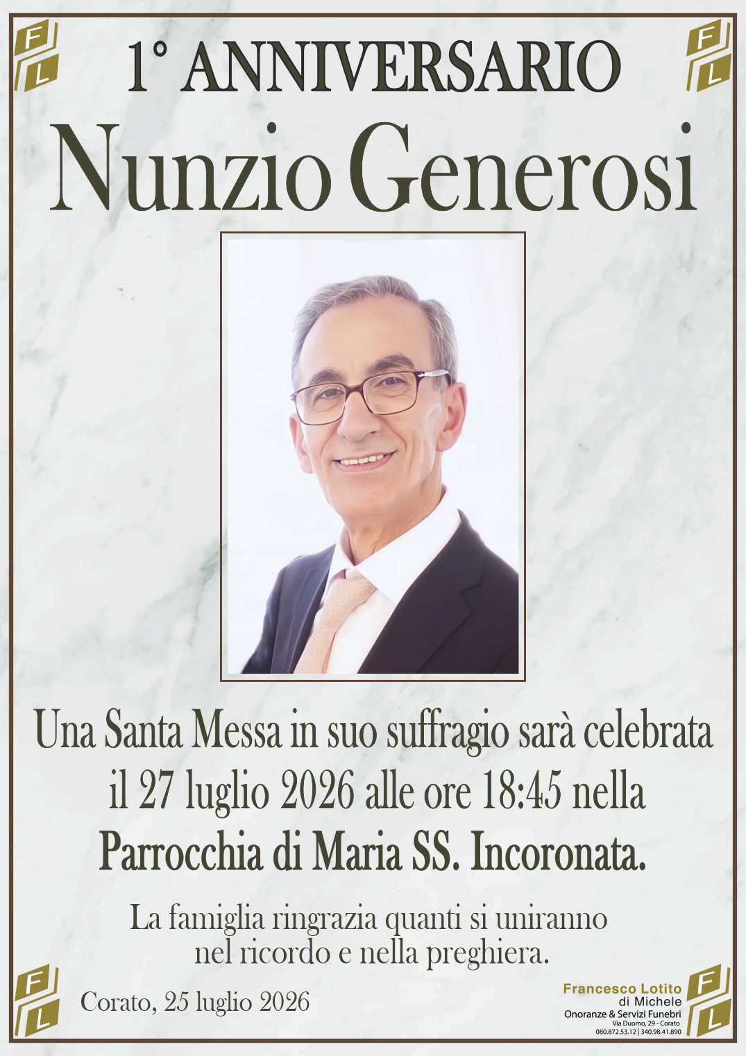 1° anniversario Nunzio GENEROSI