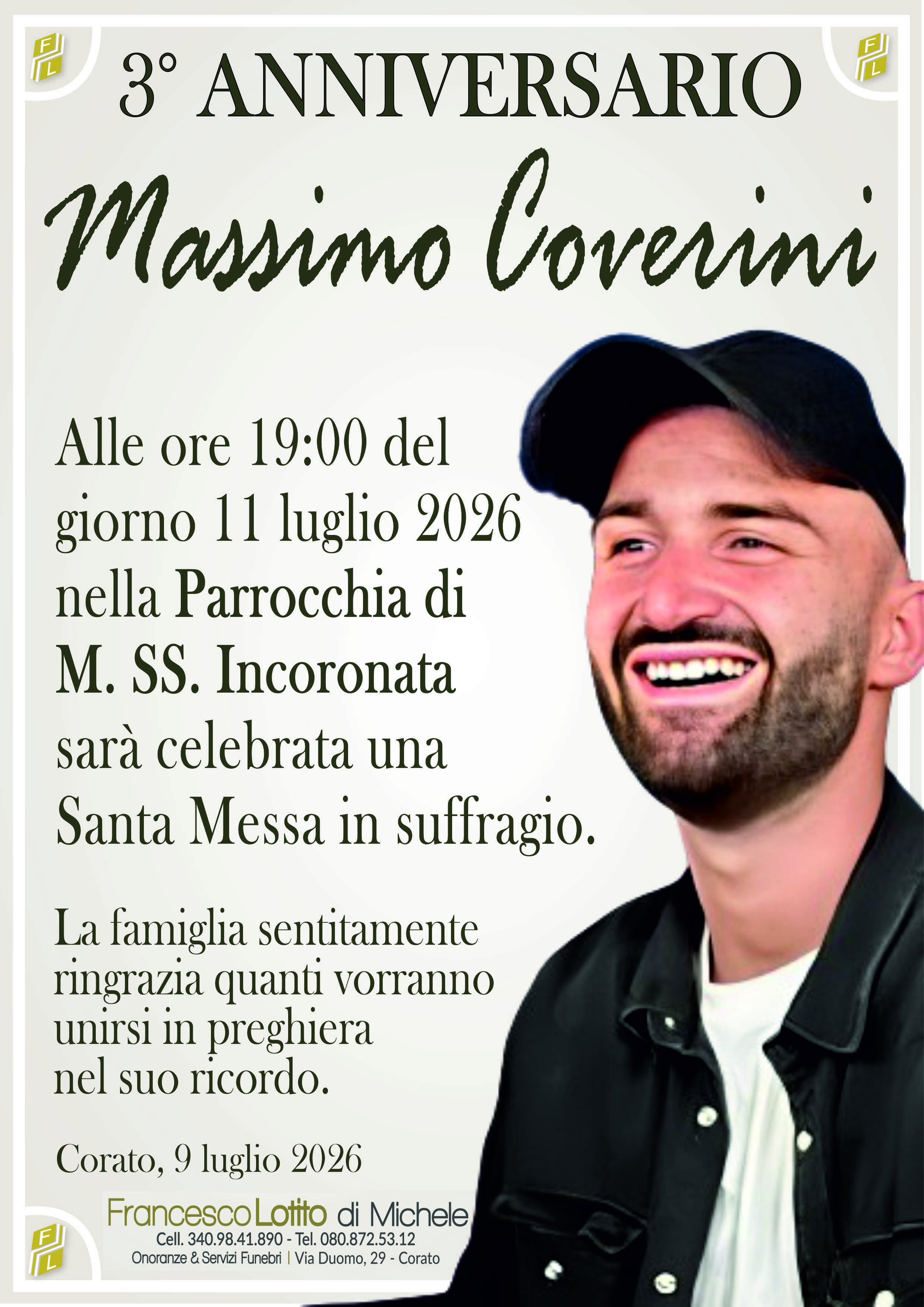 3° anniversario Massimo COVERINI