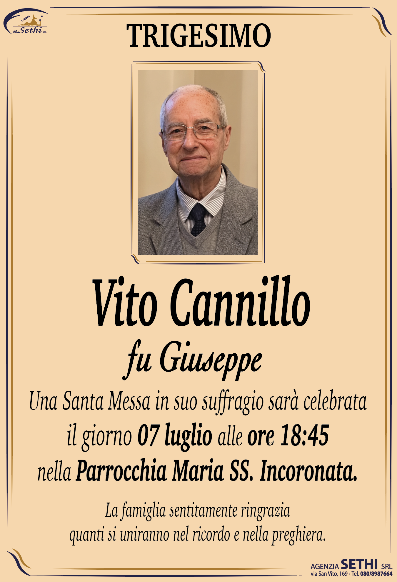 Trigesimo Vito Cannillo fu Giuseppe