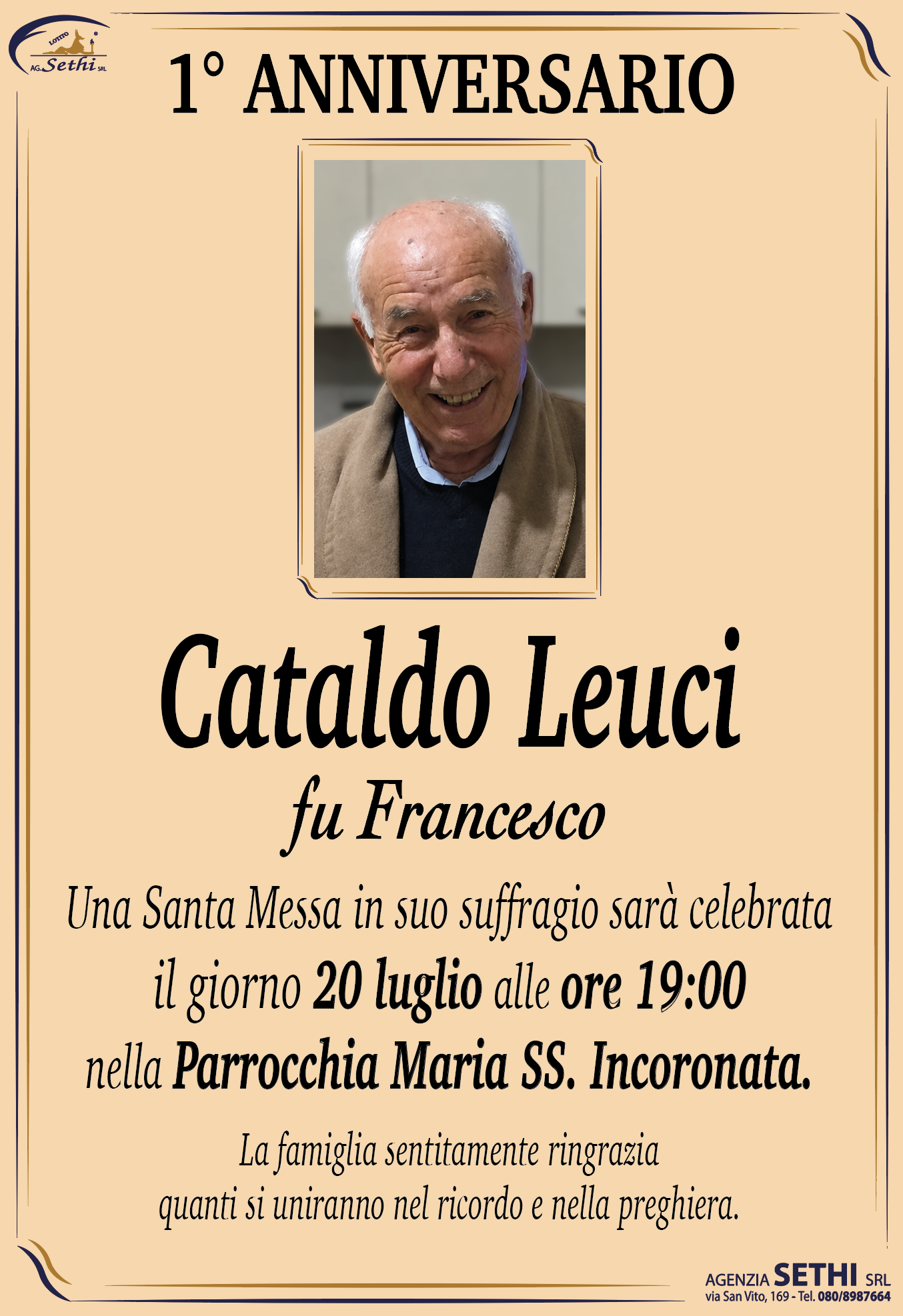 1° anniversario Cataldo Leuci fu Francesco
