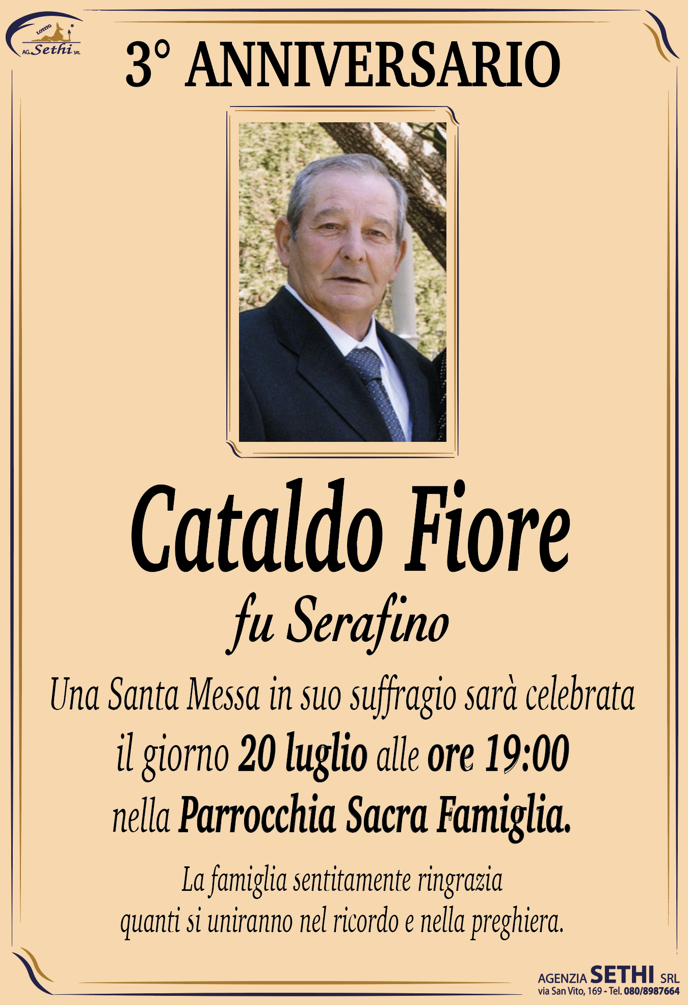 3° anniversario Cataldo Fiore fu Serafino