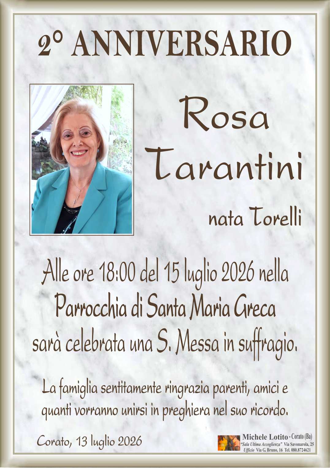 2° anniversario LUCIA TORELLI ved. Merra