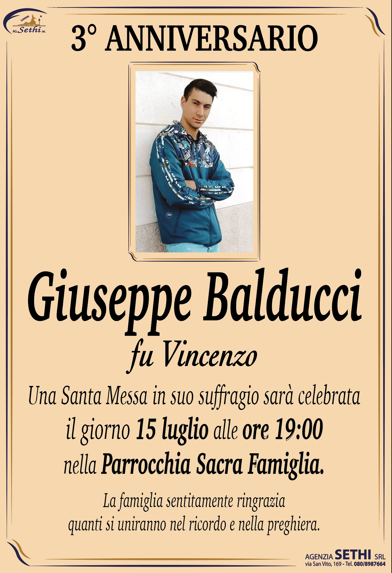 3° anniversario Giuseppe Balducci fu Vincenzo (LAVAGISTA)