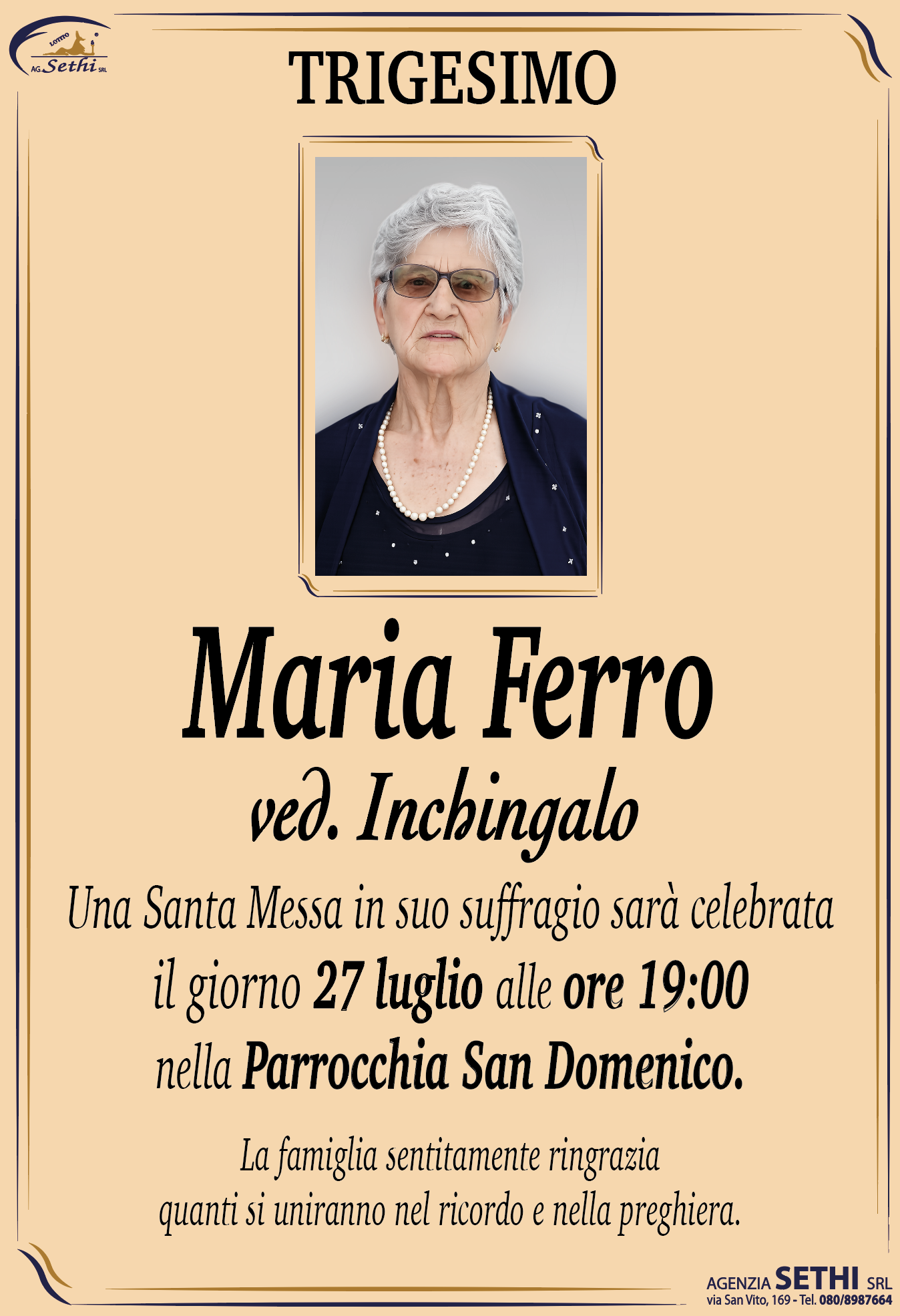 Trigesimo Maria Ferro ved. Inchingalo