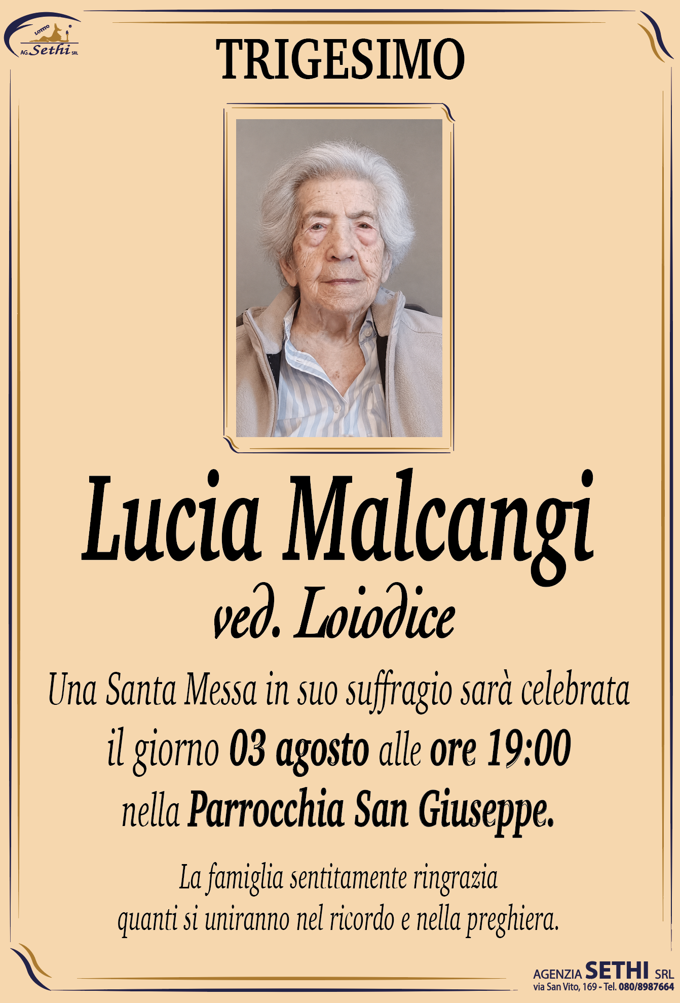 Trigesimo Lucia Malcangi ved. Loiodice