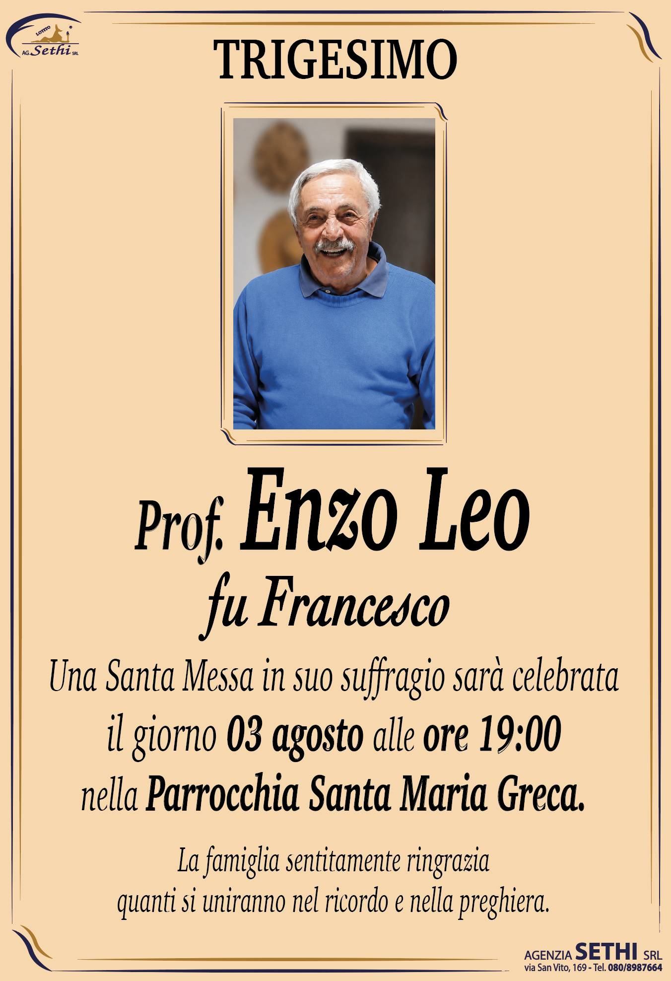 Trigesimo Prof. Enzo Leo fu Francesco