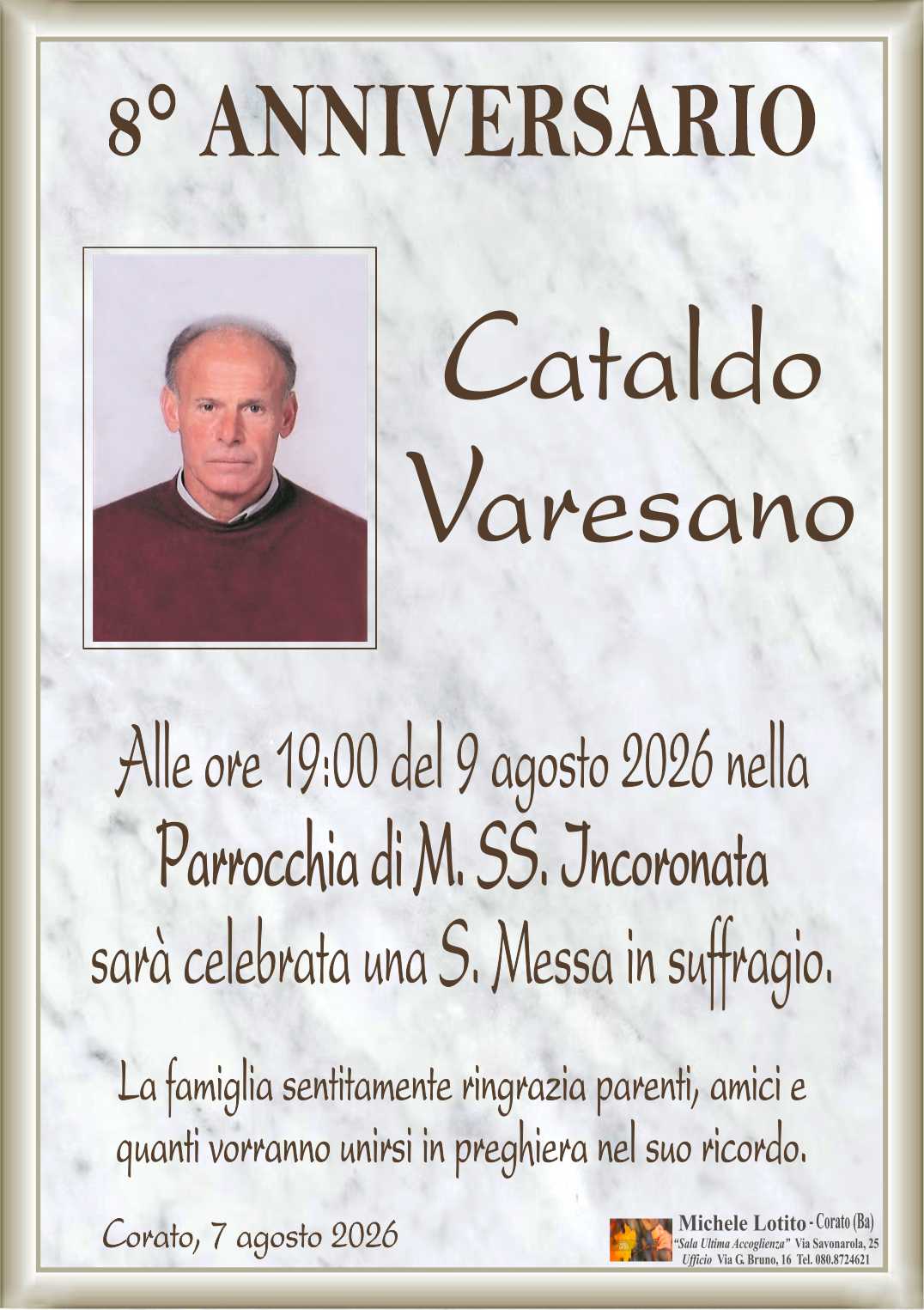 8° anniversario CATALDO VARESANO