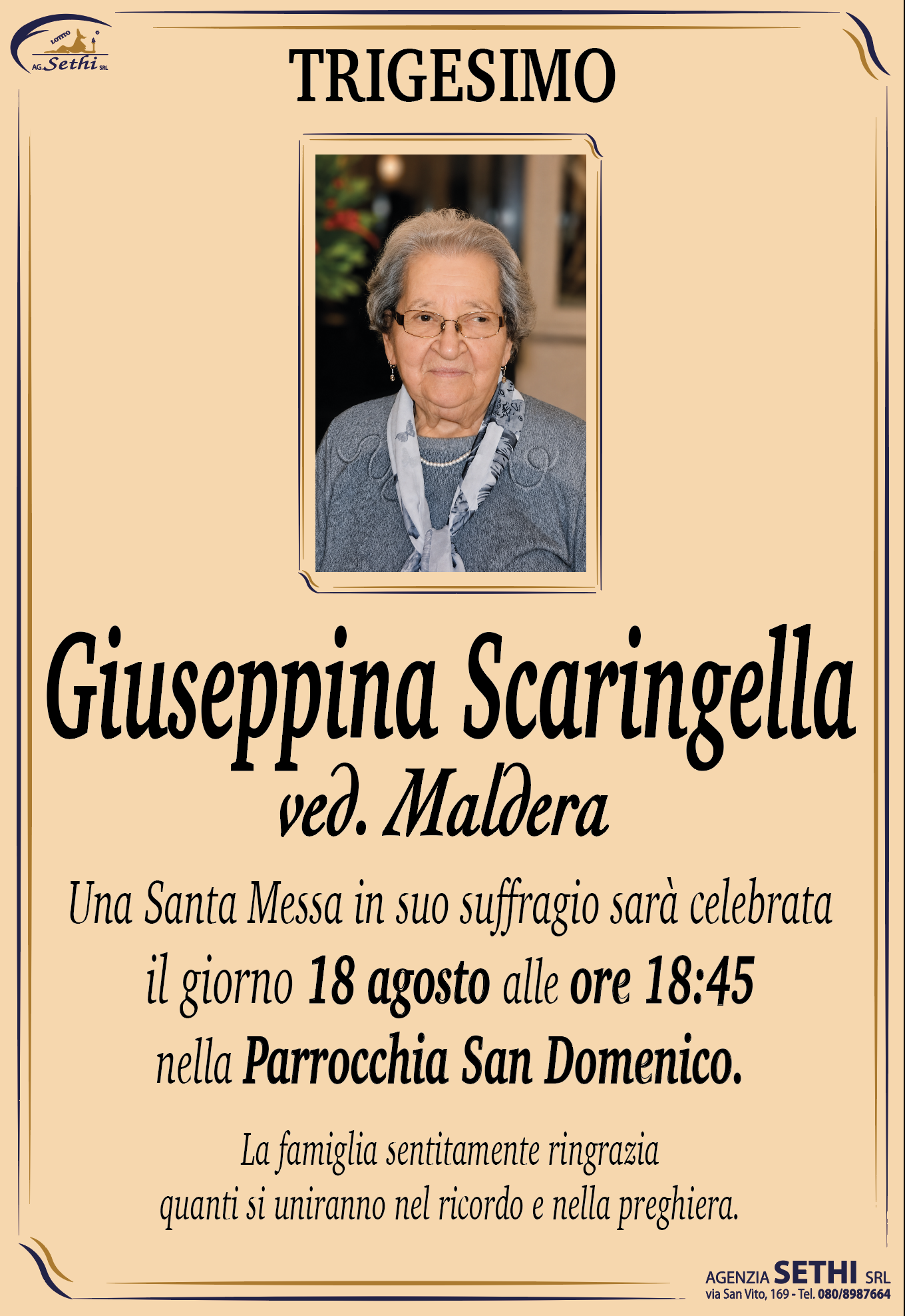 Trigesimo Giuseppina Scaringella ved. Maldera