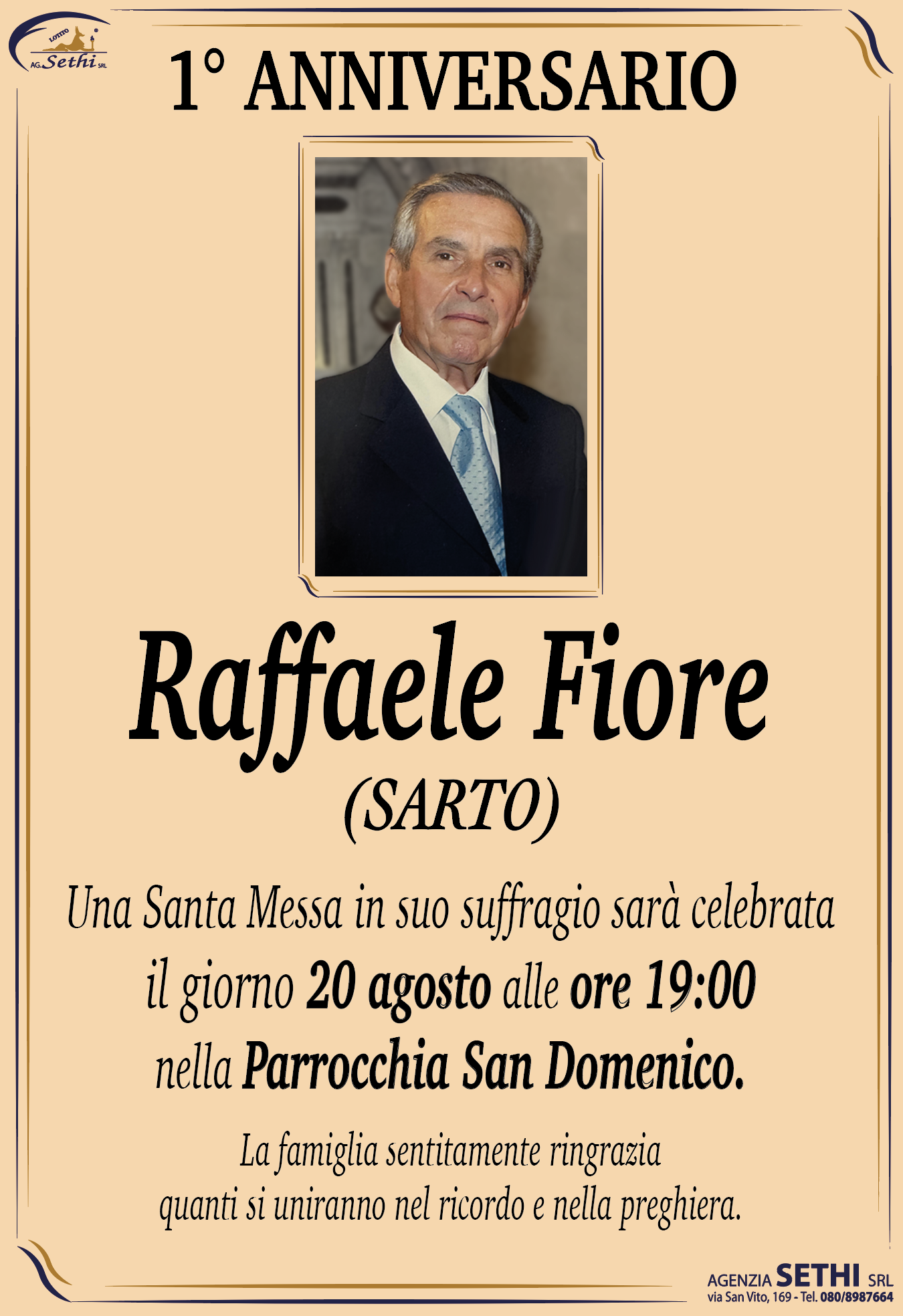 1° anniversario Raffaele Fiore fu Pietro (SARTO)