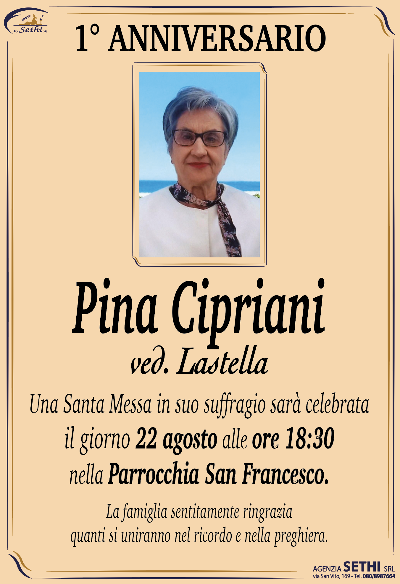 Anniversario Pina Cipriani ved. Lastella