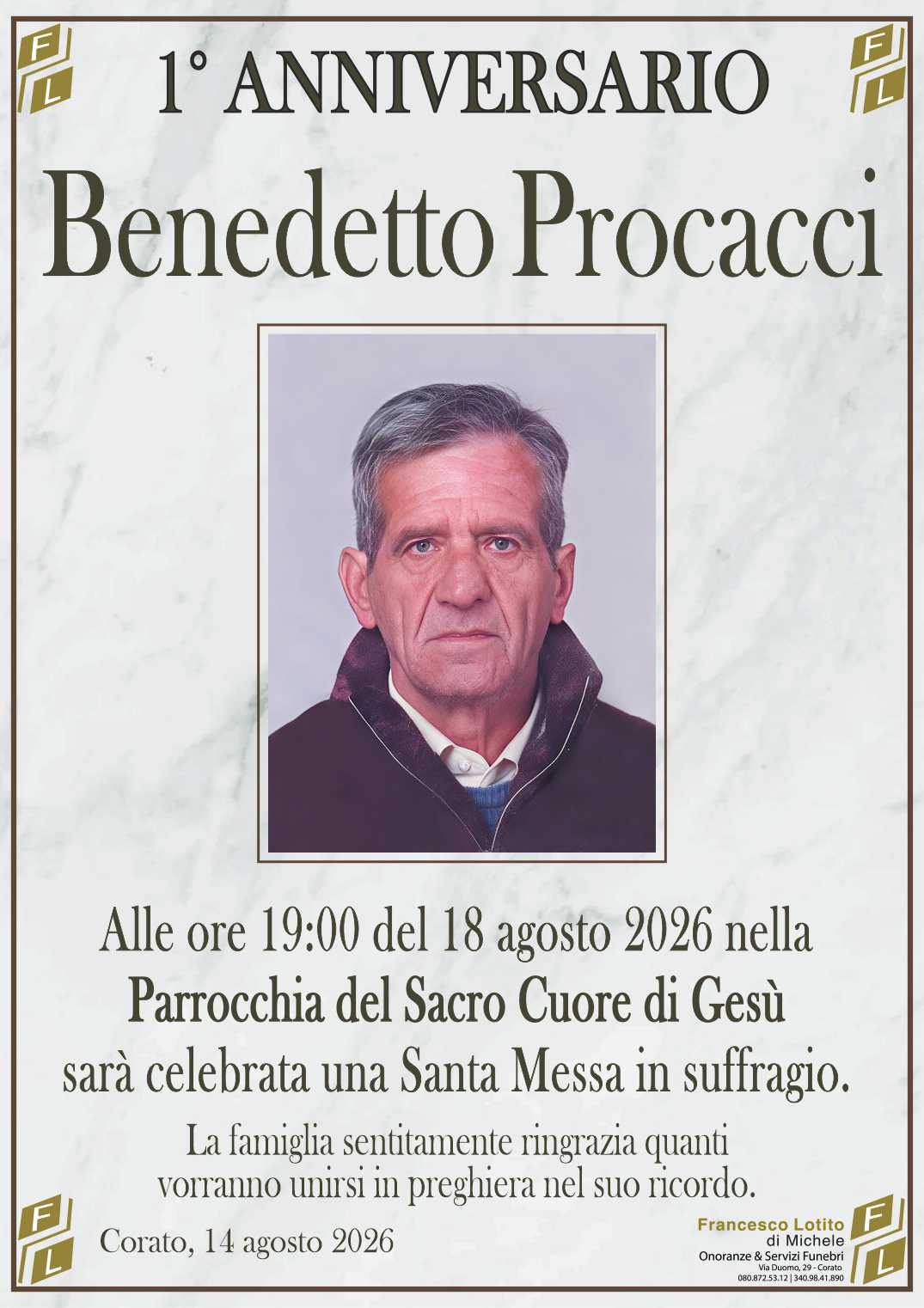 1° anniversario Benedetto PROCACCI