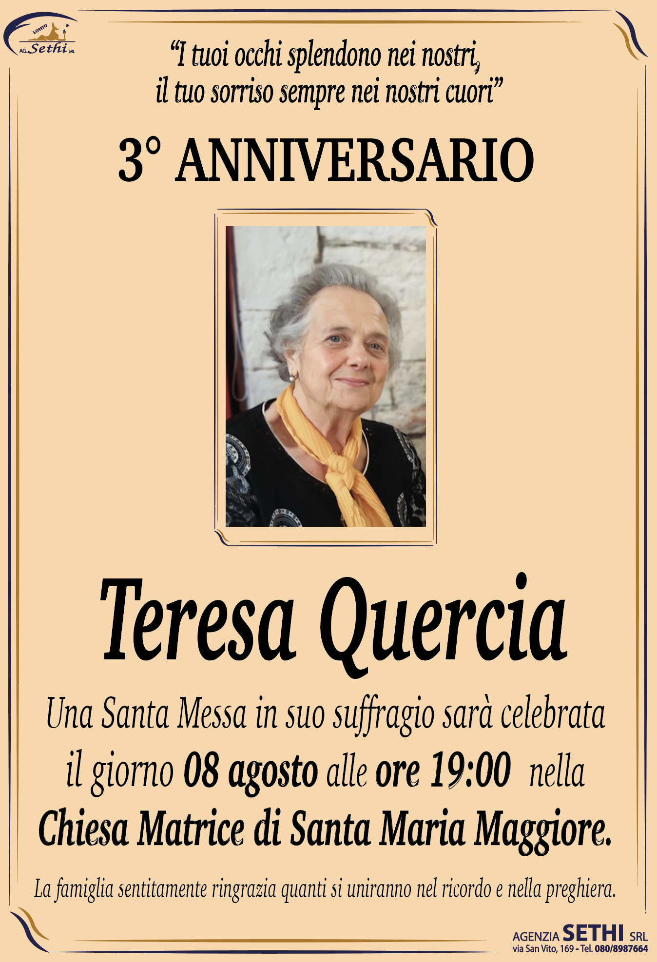 3° anniversario Teresa Quercia ved. Marcone