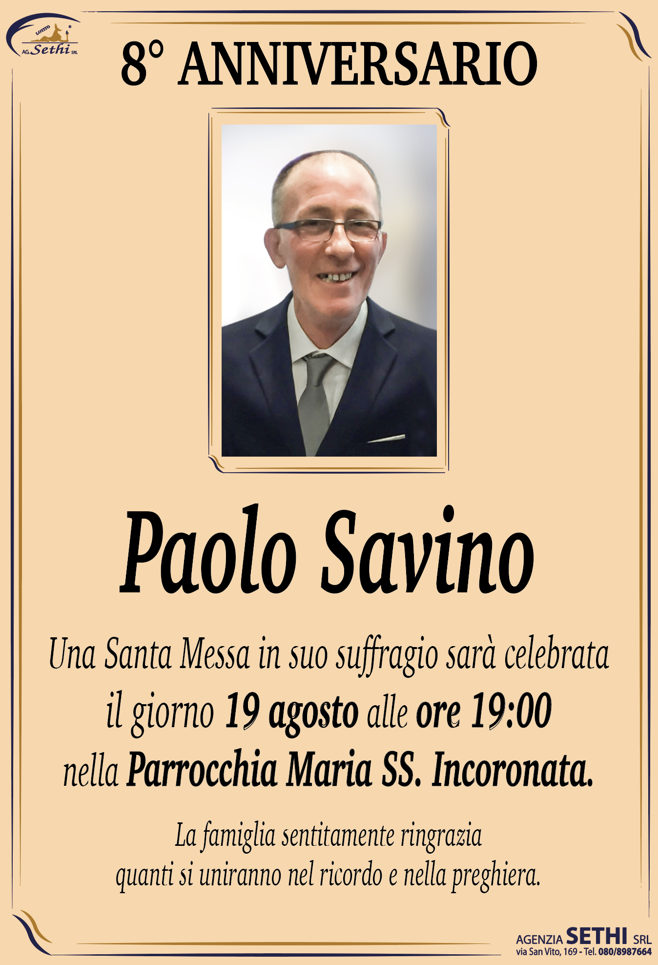 8° anniversario Paolo Savino