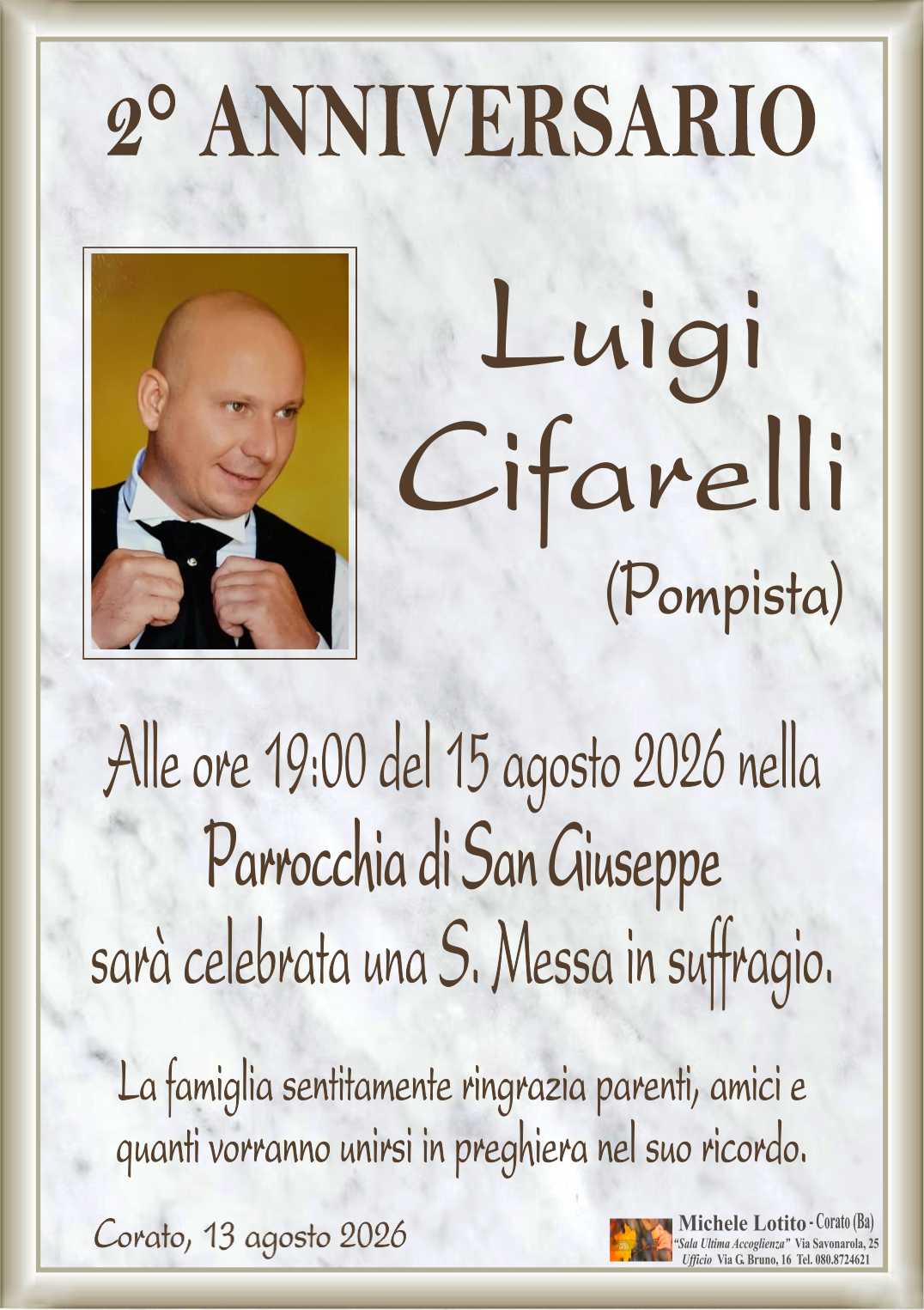 2° anniversario LUIGI CIFARELLI (Pompista)