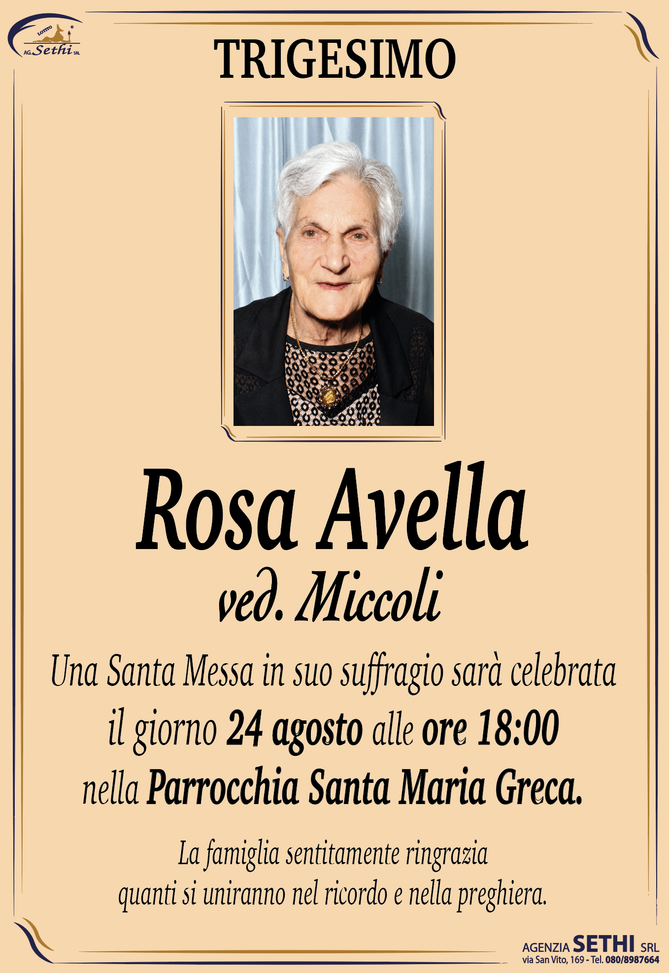Trigesimo Rosa Avella ved. Miccoli