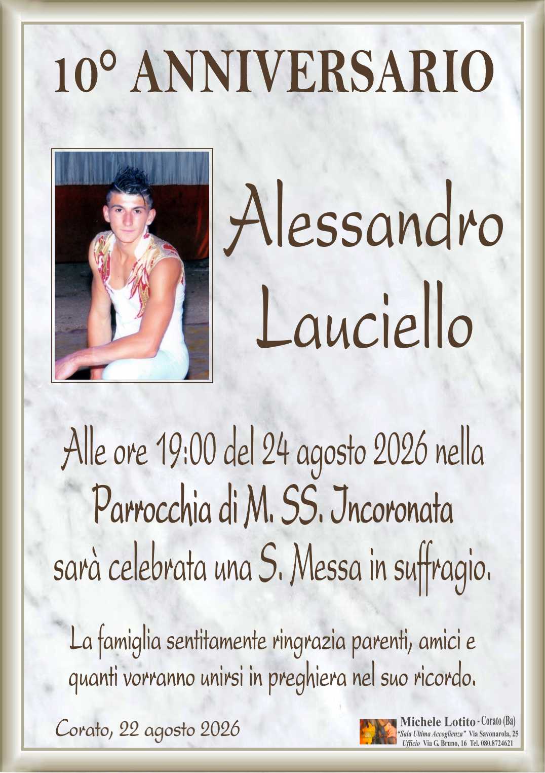 10° anniversario ALESSANDRO LAUCIELLO