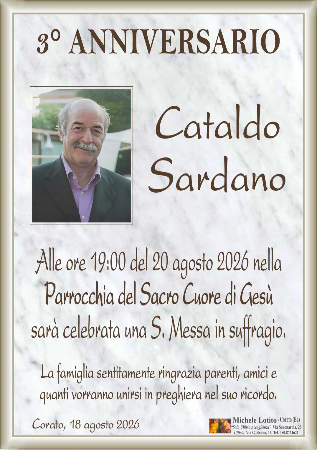 3° anniversario CATALDO SARDANO