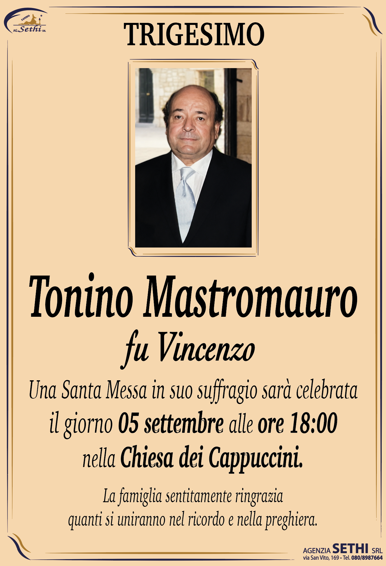 Trigesimo Tonino Mastromauro fu Vincenzo (Ebanista)