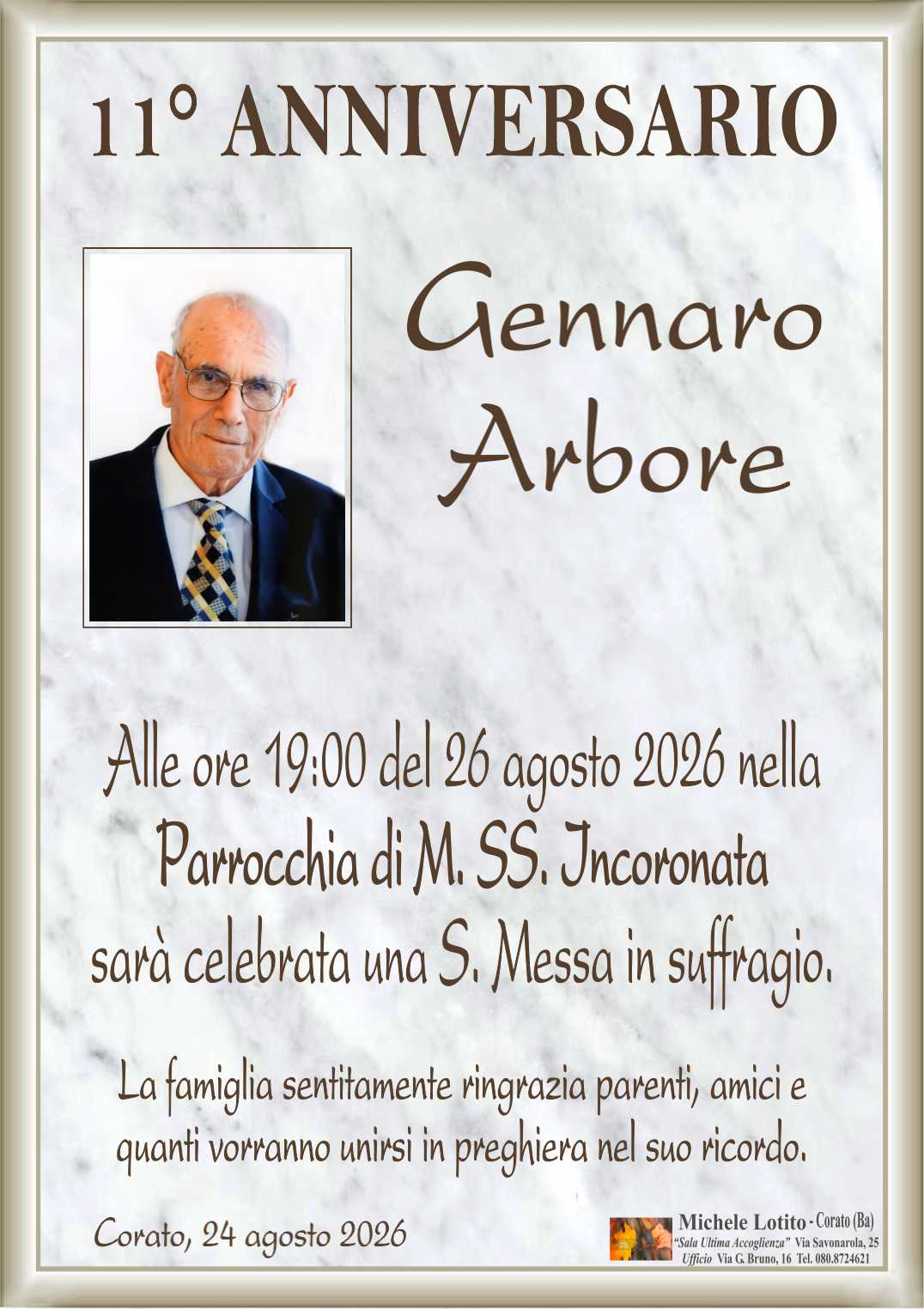 11° anniversario GENNARO ARBORE