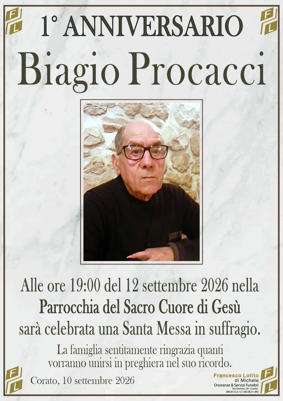 1° anniversario Biagio PROCACCI