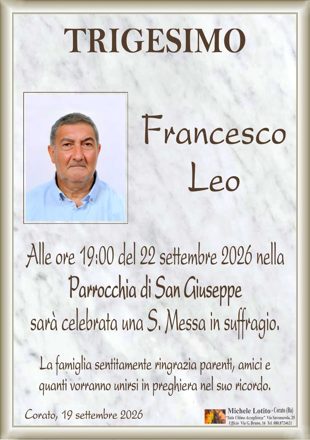 Trigesimo FRANCESCO LEO