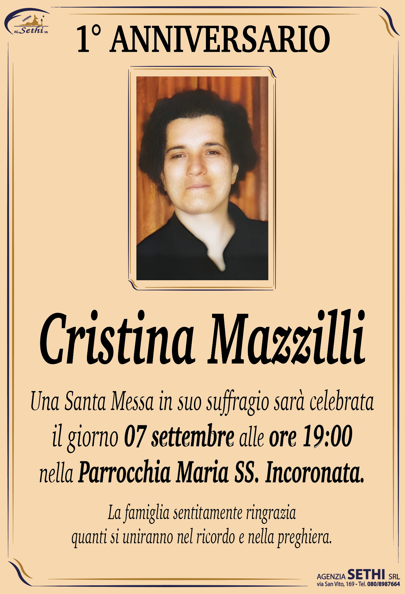 1° anniversario Cristina Mazzilli