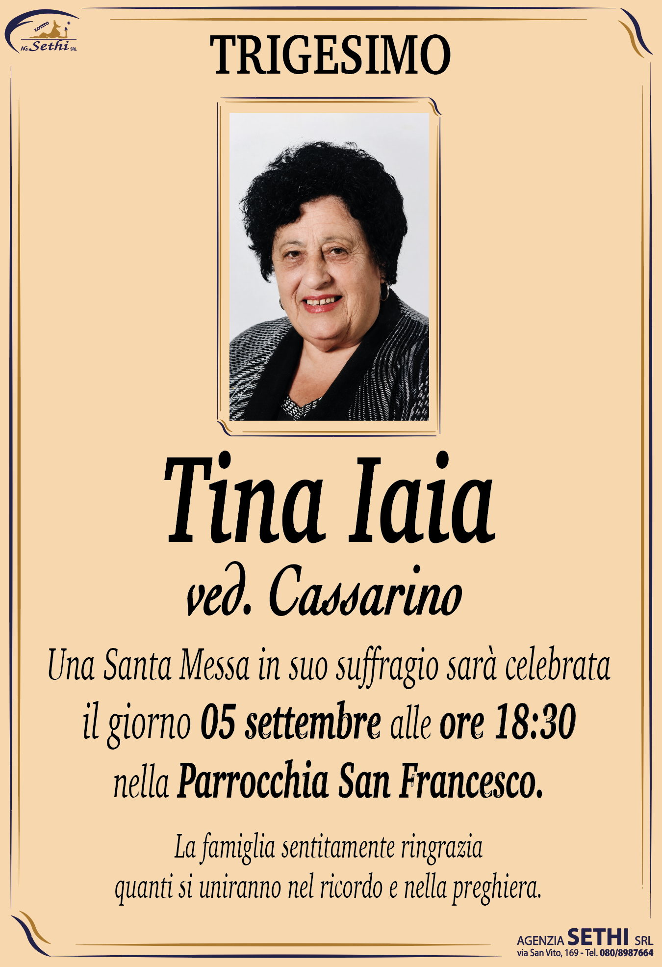 Trigesimo Tina Iaia ved. Cassarino