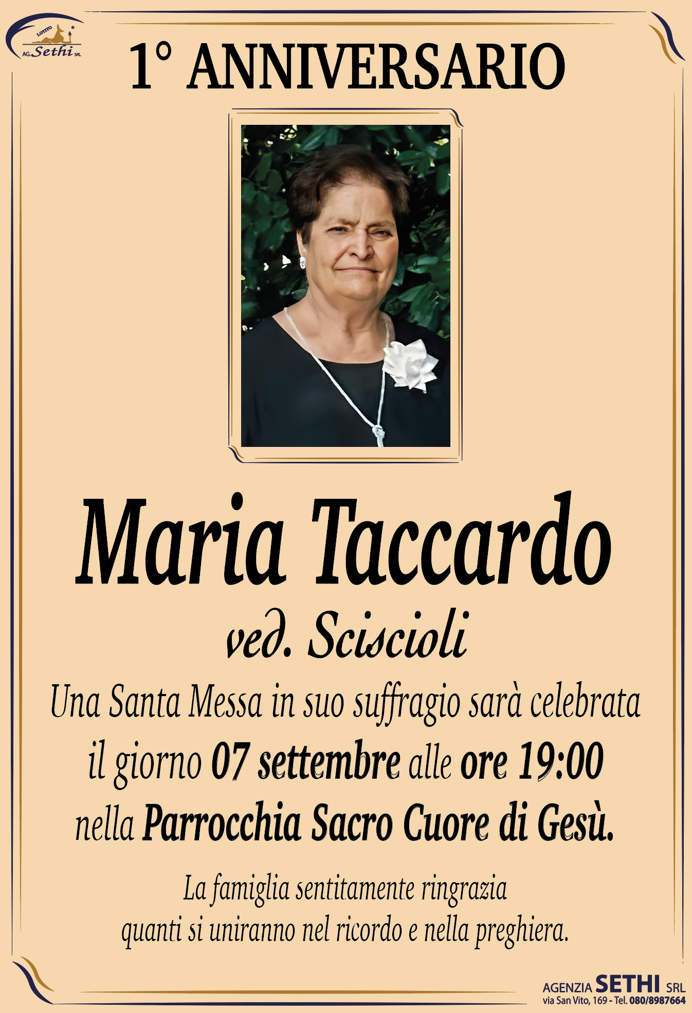 1° anniversario Maria Taccardo ved. Sciscioli