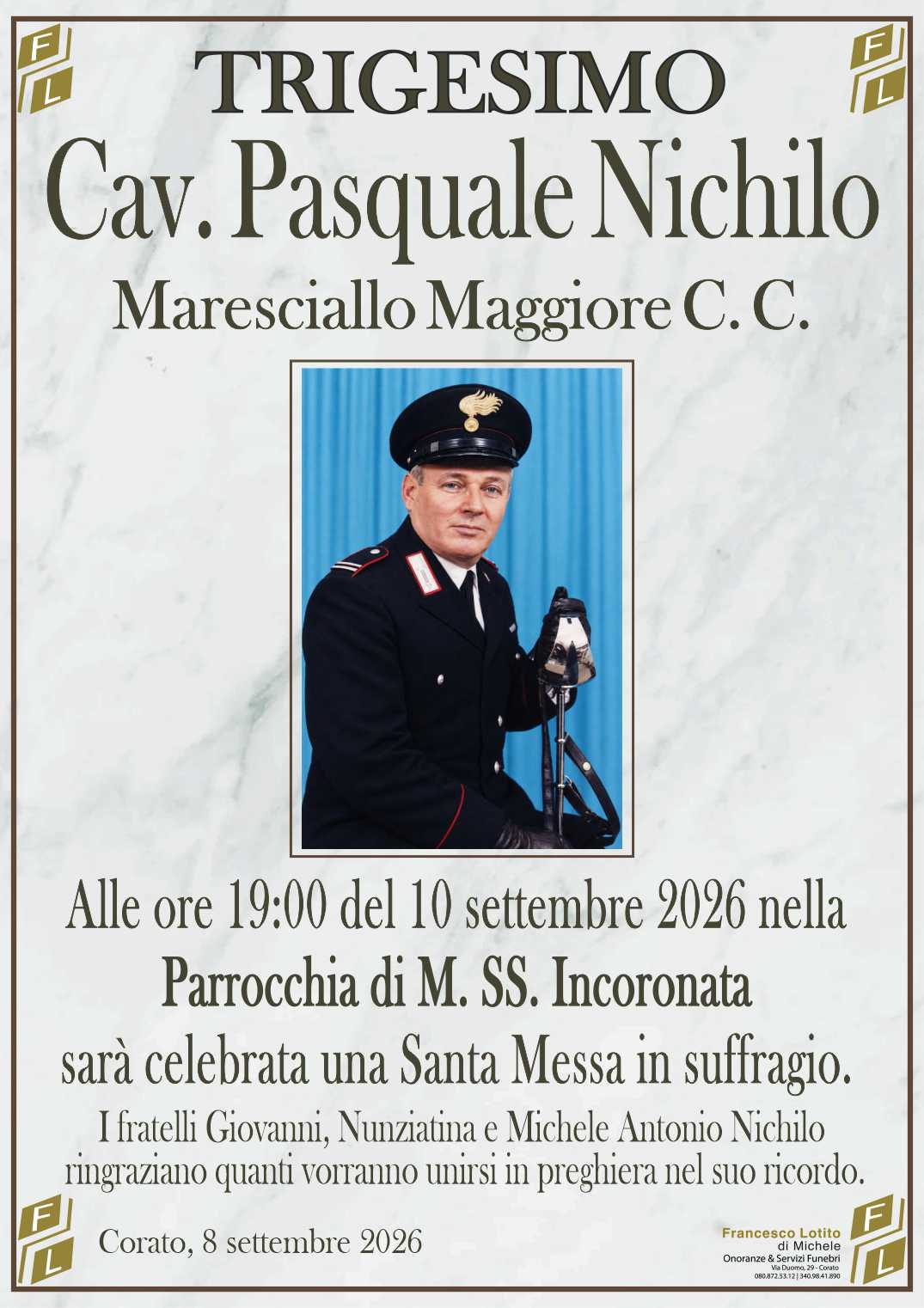 Trigesimo Cav. Pasquale NICHILO